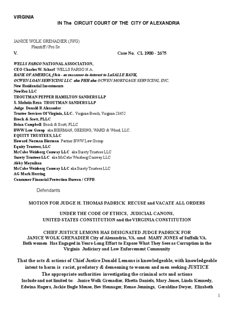 5apr21 QT Recuse Motion For Padrick Recuse | PDF | Defamation | Pro Se ...