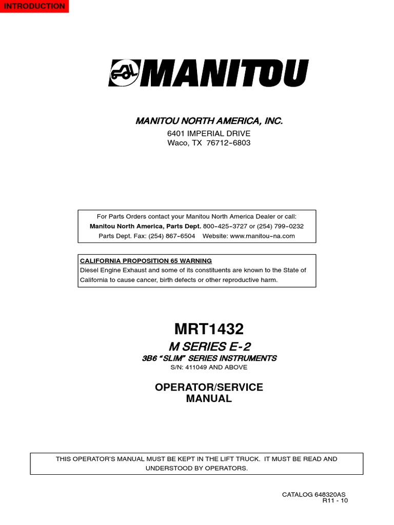 Manitou Rough Terrain Forklift Manual | PDF | Forklift | Crane (Machine)