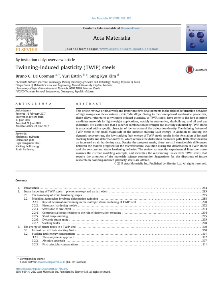 Twinning-Induced Plasticity (TWIP) Steels | PDF | Deformation ...