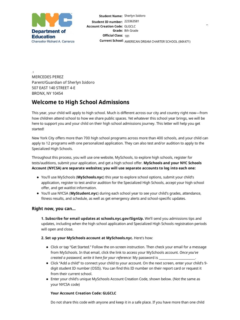 High School Pin Letter - Es | PDF | High Schools And Secondary Schools ...