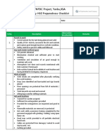 FNPDC Project, Yanbu, KSA Daily HSE Preparedness Checklist: Coverage Area: Date: Brief Description of Activities