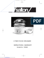 2 Tier Food Steamer Instructions / Warranty: Model No: SFS800