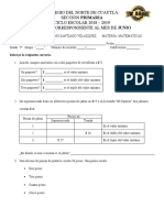 Examen de matemáticas para 5to grado con 19 preguntas