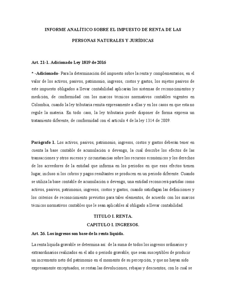 Análisis del Impuesto de Renta en Colombia | PDF | Impuesto sobre la ...