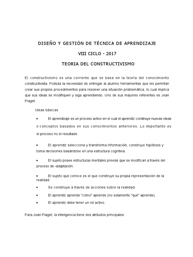 Teoria Del Constructivismo | PDF | Constructivismo (filosofía de la ...