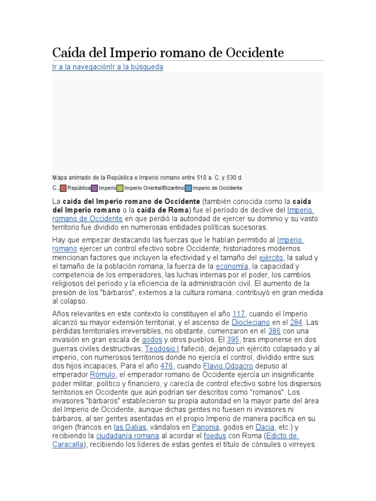 Caída Del Imperio Romano de Occidente | PDF | imperio Romano | Roma antigua