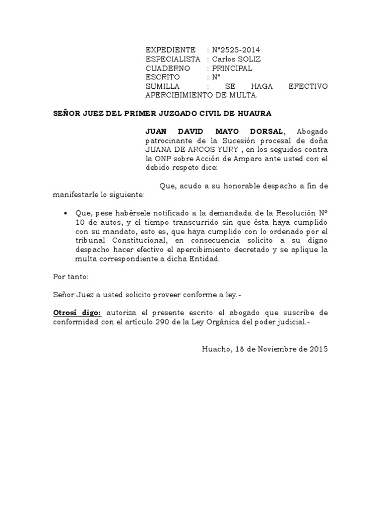 Escrito Pagar Multa | PDF