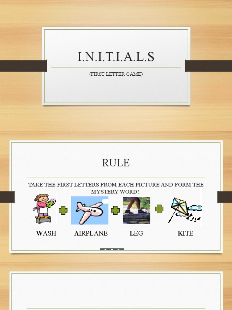 I.N.I.T.I.A.L.S: (First Letter Game) | PDF