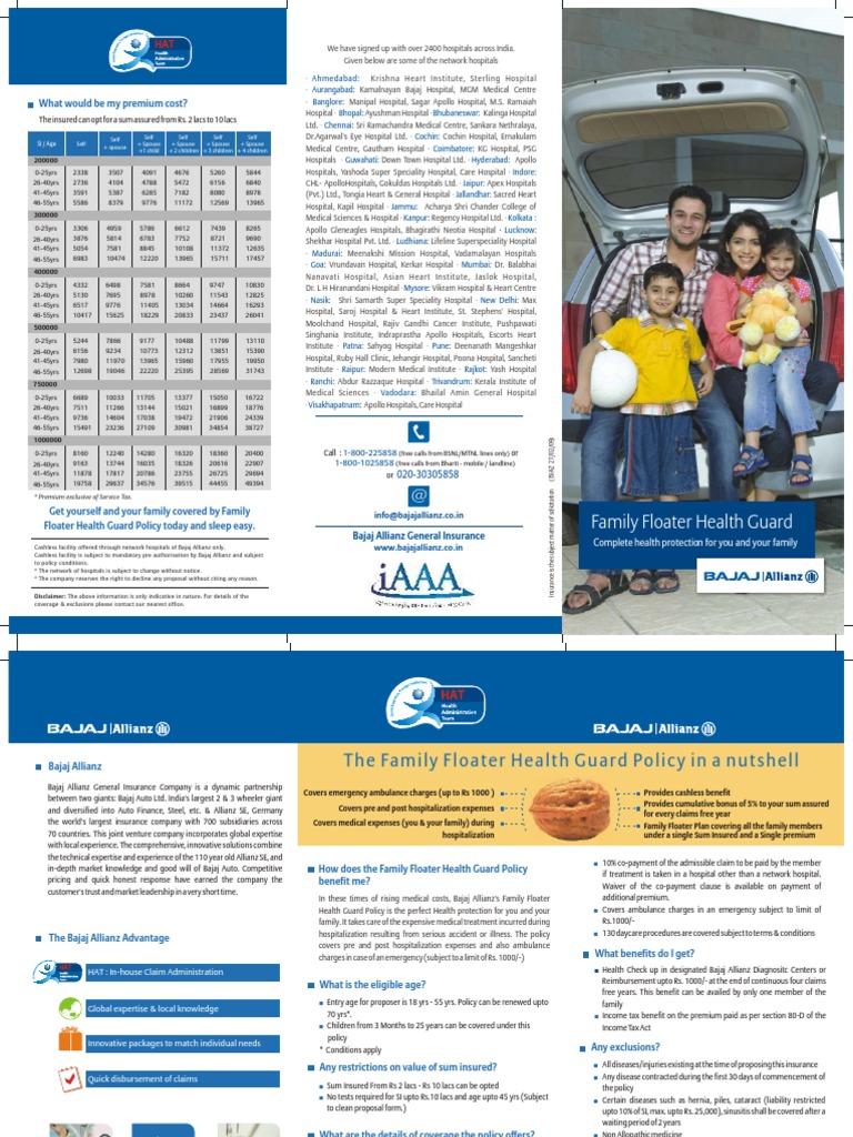 Family Floater BAJAJ HG Brochure Insurance Business