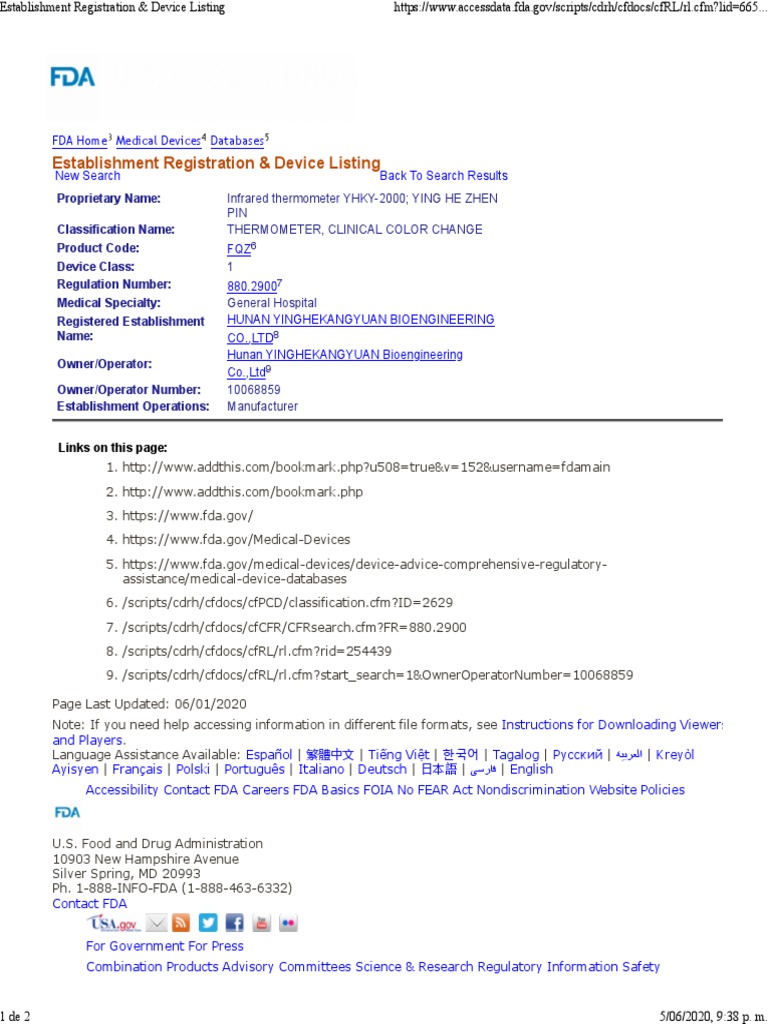 Establishment Registration & Device Listing PDF Food And Drug