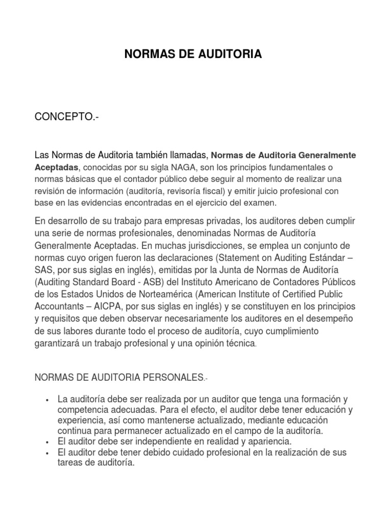 Normas de Auditoria PDF | PDF | Auditoría | Contralor