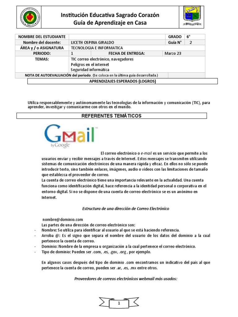 6° Tecnología Guia 2 | PDF | Internet | Tecnología de información y ...