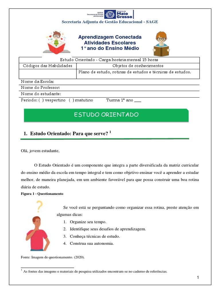 Atividades de Estudo Orientado para 1º Ano | PDF | Escolas | Aprendizado