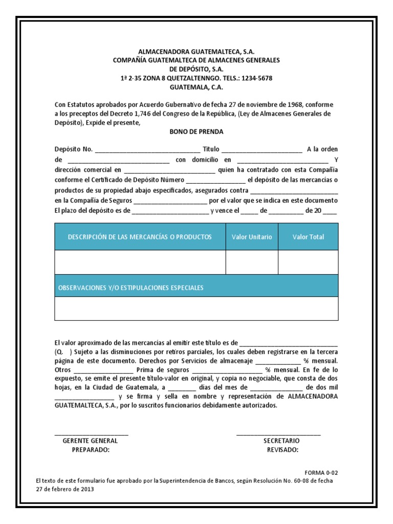 14 Bono de Prenda Simple PDF Guatemala Economias