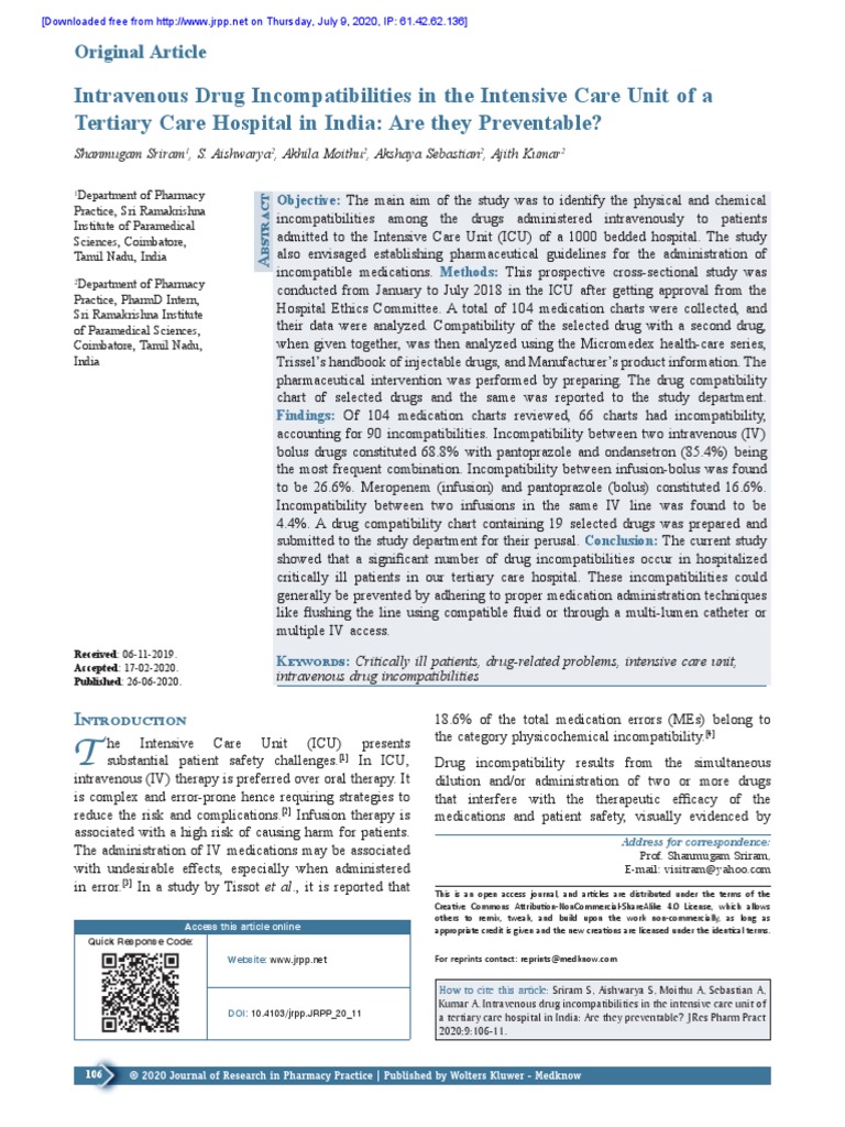 Intravenous Drug in The Intensiv PDF Intravenous