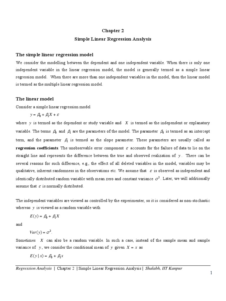 Chapter2 Regression SimpleLinearRegressionAnalysis | PDF | Ordinary ...