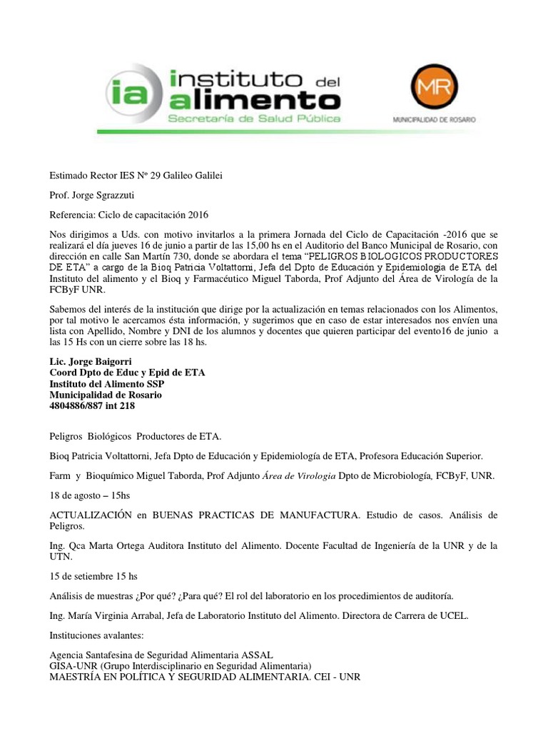 Curso en El Instituto de Los Alimentos PDF Alimentos