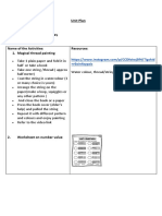 Unit Plan Class: SR - KG Date: 27-07-20 Monday Duration Per Activity: Name of The Activities: 1. Magical Thread Painting Resources