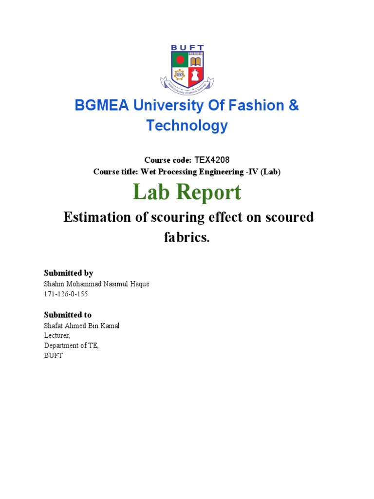 Scouring Effect on Fabrics Lab Report | PDF | Materials | Applied And ...
