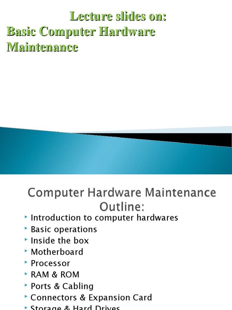 Basic Computer Hardware Maintenance PDF Random Access Memory