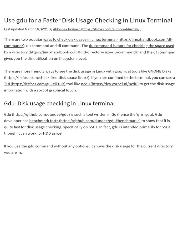 Use Gdu For A Faster Disk Usage Checking in Linux Terminal It's FOSS
