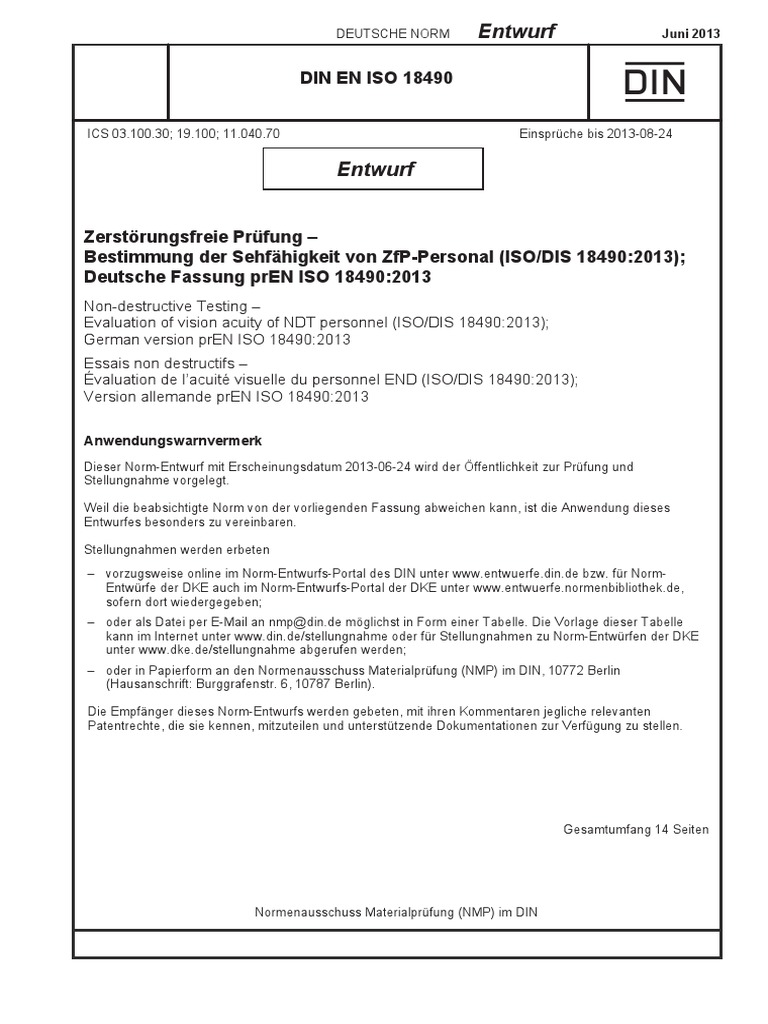 Din en Iso 18490-2013 | PDF