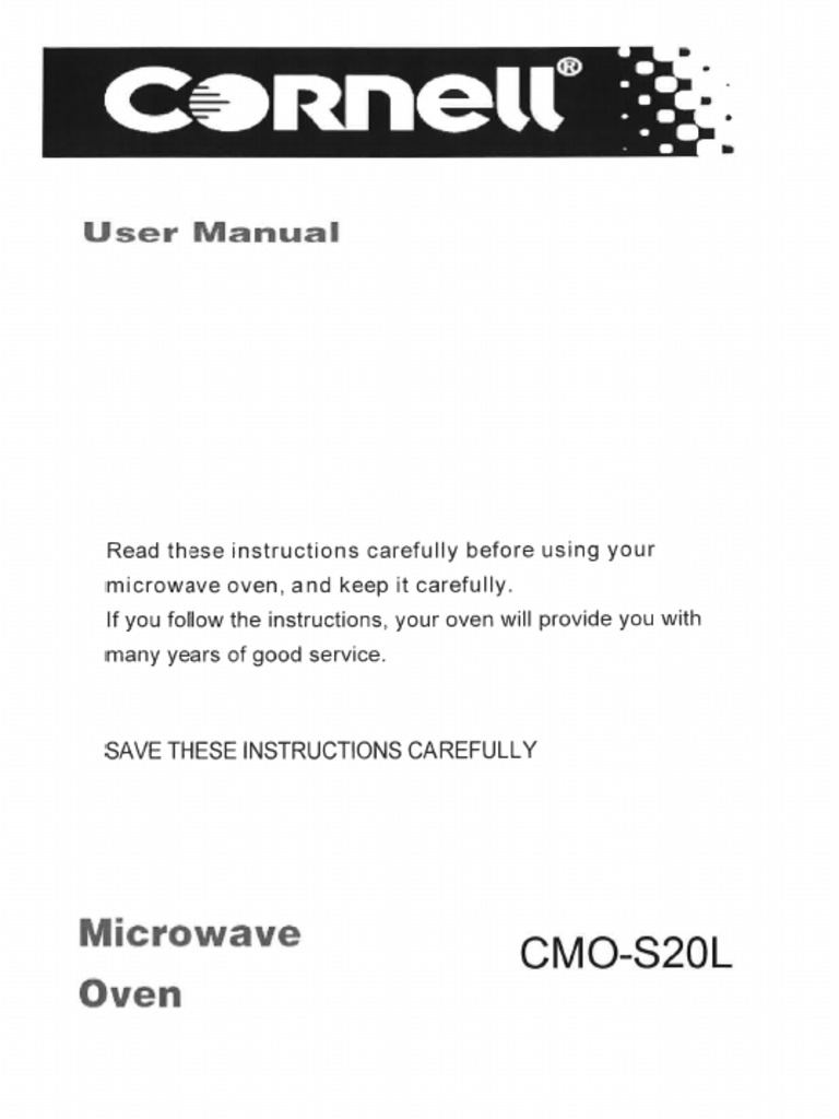 Microwave Oven CMOS20L Manual PDF
