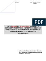 LOI N°2015 006 DU 20 AVRIL 2015 MODIFIANT ET COMPLETANT CERTAINES DISPOSITIONS DE LA LOI  DE 2010 LCE