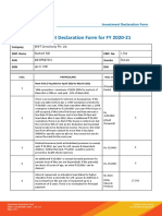 Investment Declaration Form For FY 2020-21