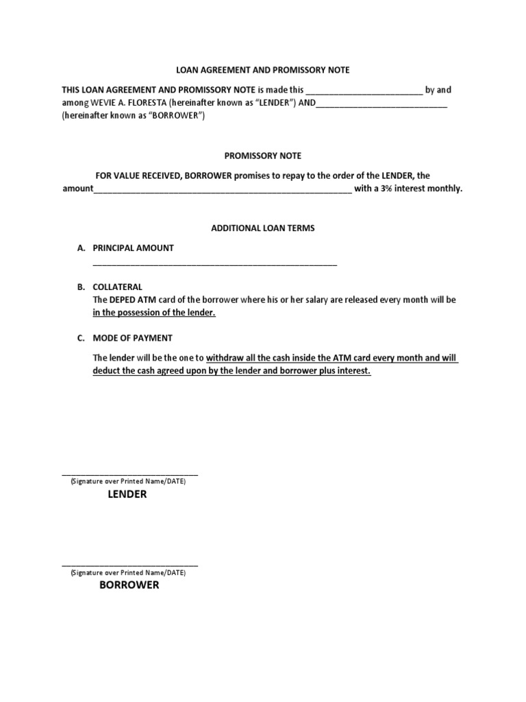 Loan Agreement with Collateral Terms | PDF