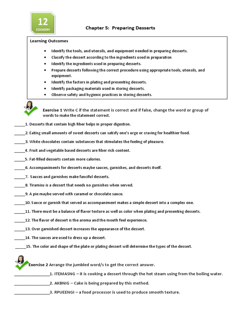 Chapter 5 Preparing Desserts Learning Outcomes Download Free Pdf