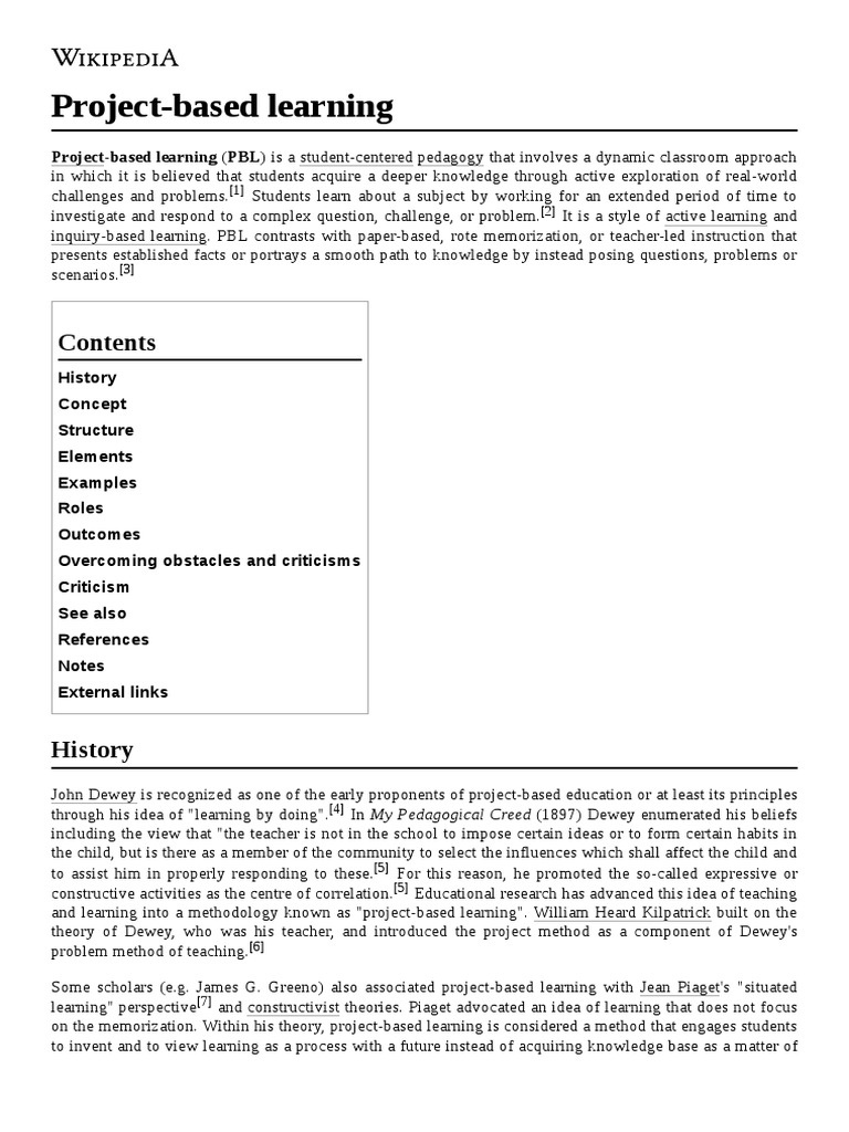 Project Based Learning | PDF | Project Based Learning | Educational ...