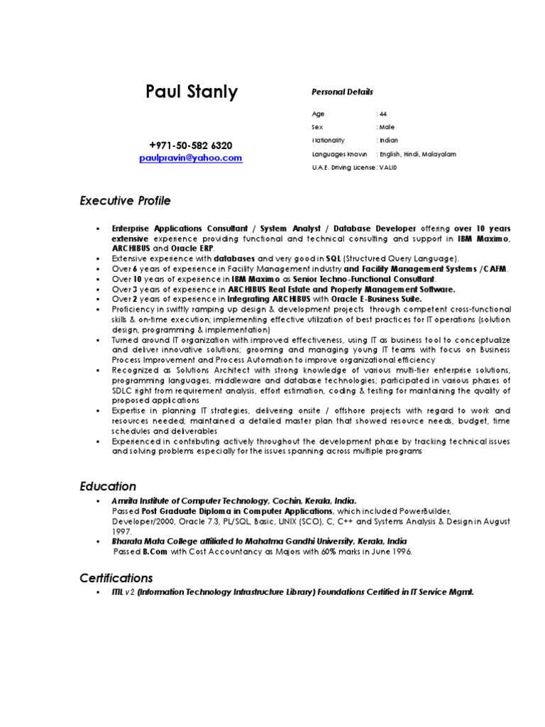 Pravin-CV-Enterprise-Applications-Consultant-System Analyst | PDF ...