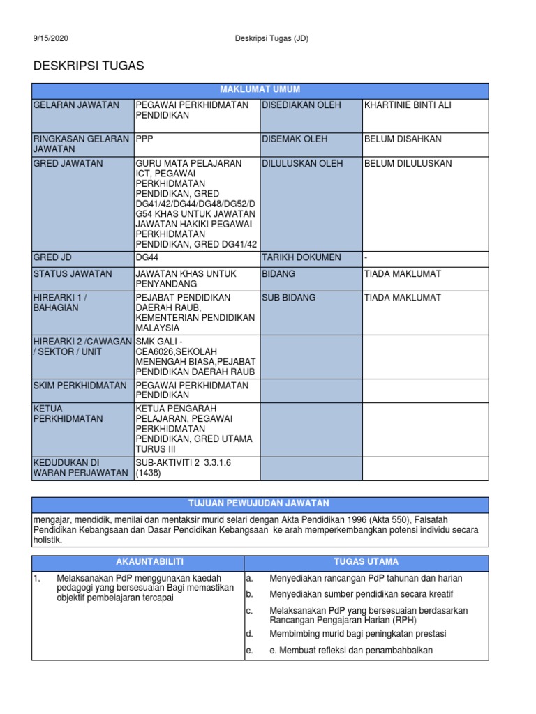JD Job Description PDF