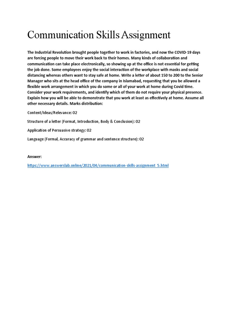 Communication Skills Assignment 2 | PDF | Career & Growth