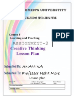 Assignment-2: Creative Thinking Lesson Plan