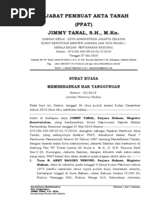 Contoh Akta Surat Kuasa Membebankan Hak Tanggungan Skmht Pdf