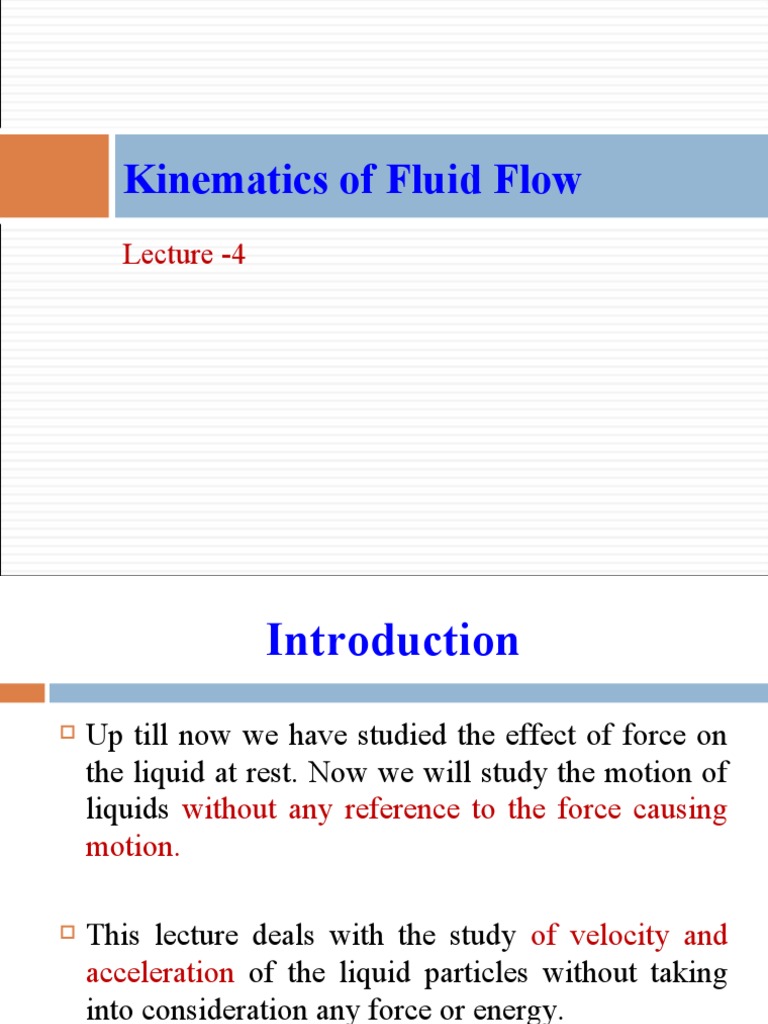Fluid Kinematics and Flow Types | PDF | Fluid Dynamics | Reynolds Number