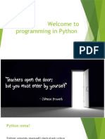 Welcome To Programming in Python