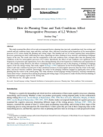 How Do Planning Time and Task Conditions Affect Metacognitive Processes of L2 Writers?