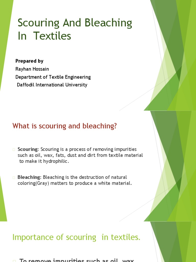 Scouring and Bleaching in Textiles | PDF | Bleach | Sodium Hydroxide