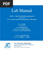 Lab Manual: CS102L - Object Oriented Programming Lab