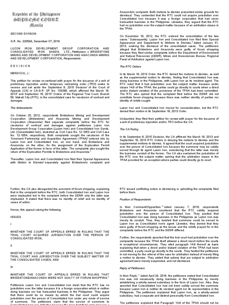 Luzon Iron Development Group Corp. v. Bridestone Mining and Development