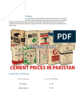 Deliverable # 3 Cement Rate List in Pakistan:: Cement Company Price Per 50KG Bag