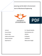 Faculty of Engineering and The Built in Environment Department of Mechanical Engineering