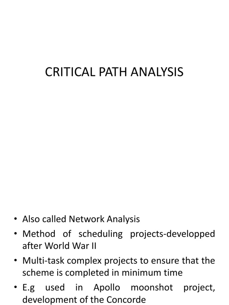 Critical Path Analysis for Project Scheduling | PDF