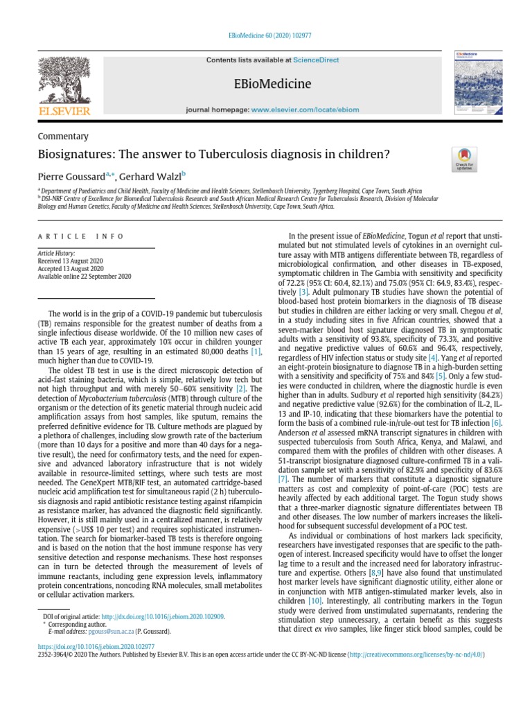 Biosignatures The Answer To Tuberculosis Diagnosis in | PDF | Biomarker ...