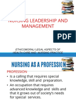 Nursing Leadership and Management: Ethicomoral/ Legal Aspects of Health Care and Nursing Practice