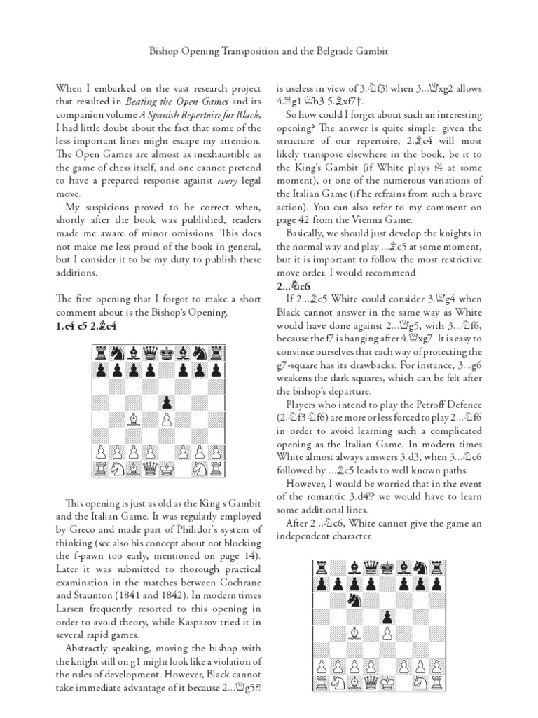 Belgrade Gambit Marin | PDF | Chess Openings | Games Of Mental Skill