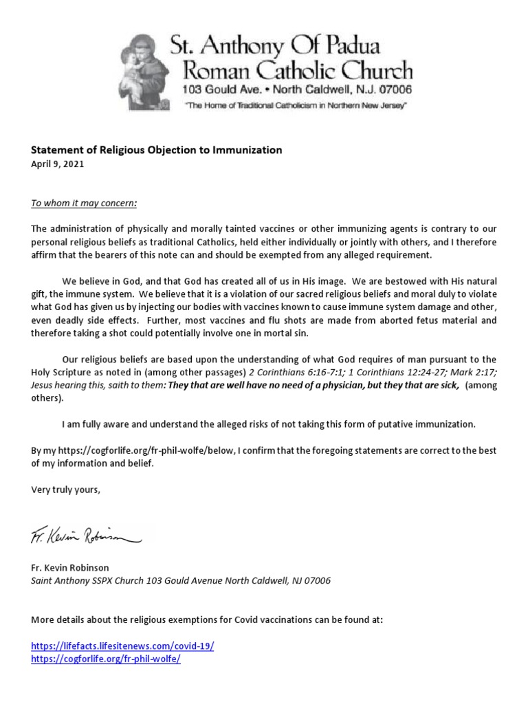 Immunization Exemption Letter | PDF